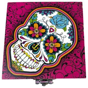 Smokezilla Sugar Skull Cigarette Smoking Accessories Storage Wood